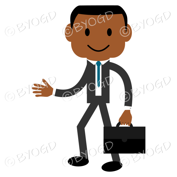 Business man with dark skin carrying a briefcase