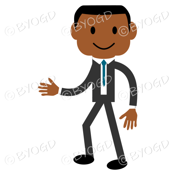 Business man with dark skin, walking