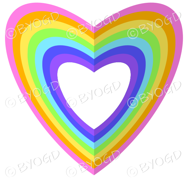 Multi-colouerd pastel rainbow heart - 3D folded