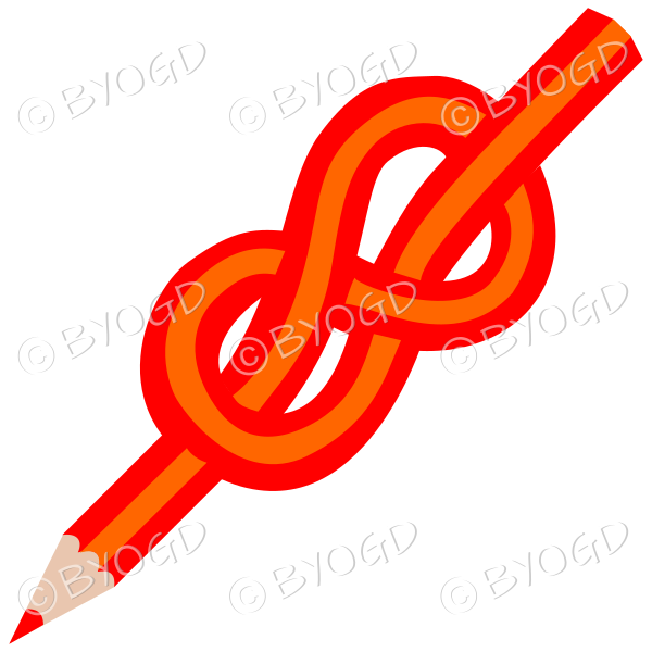 Red Orange knot pencil