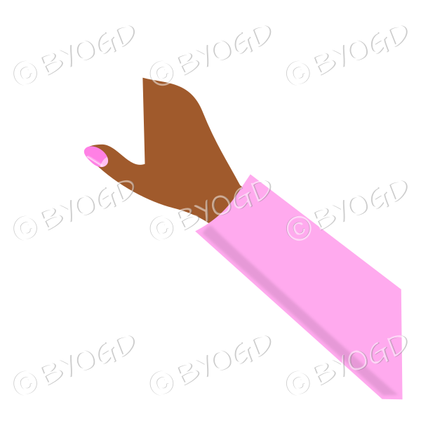 Pink sleeved female hand in position to hold