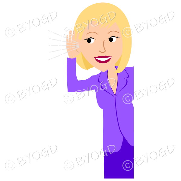 Lady in purple listening to feedback from customers