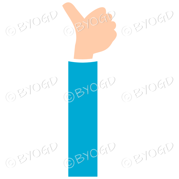 Light Blue sleeved thumbs up facing away from you.