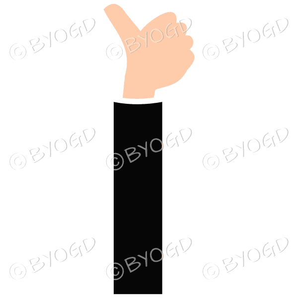 Black sleeved thumbs up facing away from you