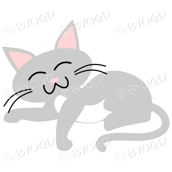 Grey cat relaxing