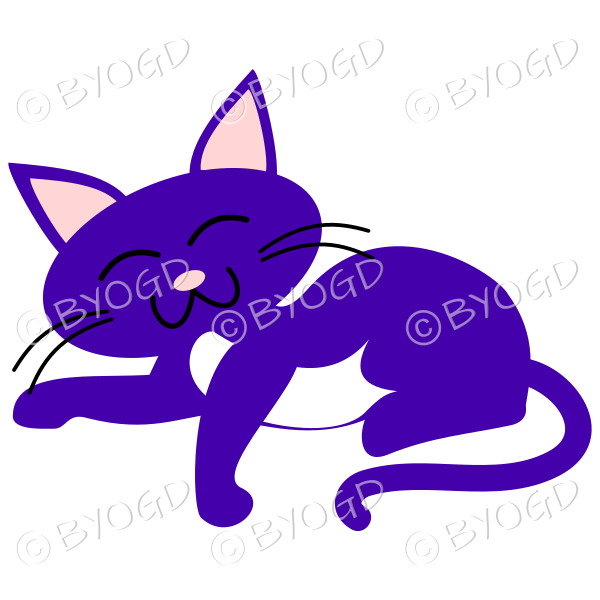 Purple cat relaxing