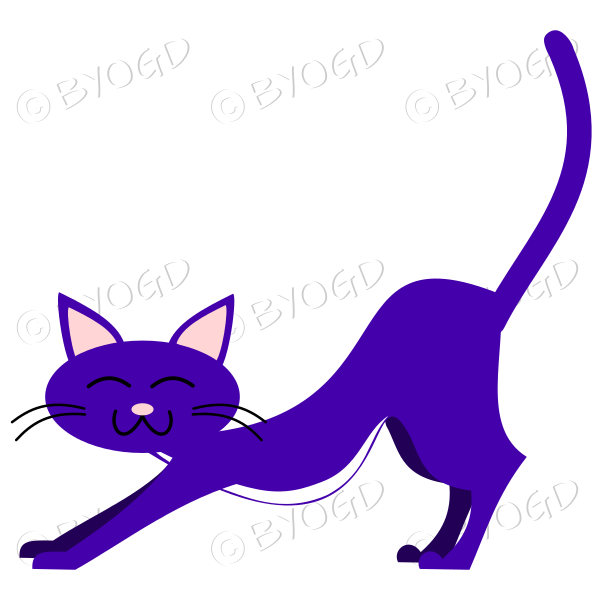 Purple cat stretching