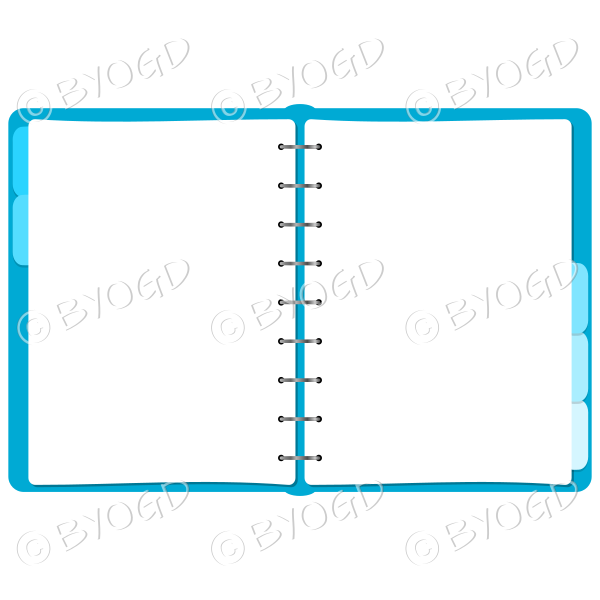 Light Blue folder open showing double page for your message.