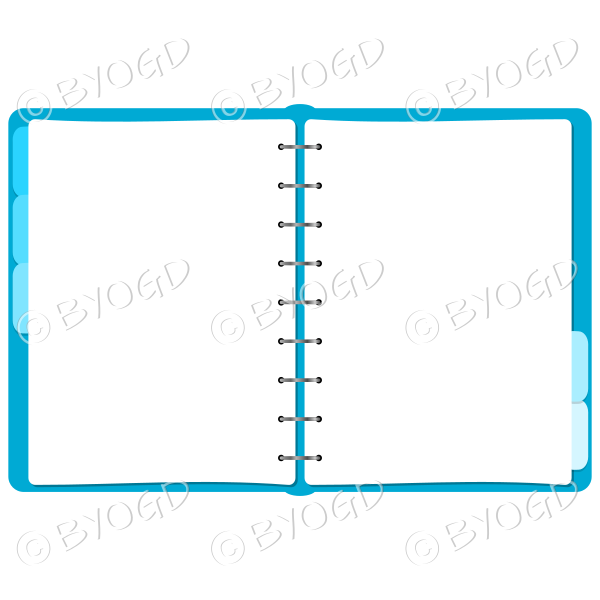 Light Blue folder open showing double page for your message