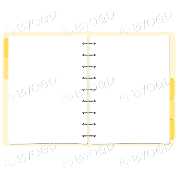 Yellow folder open showing double page for your message.