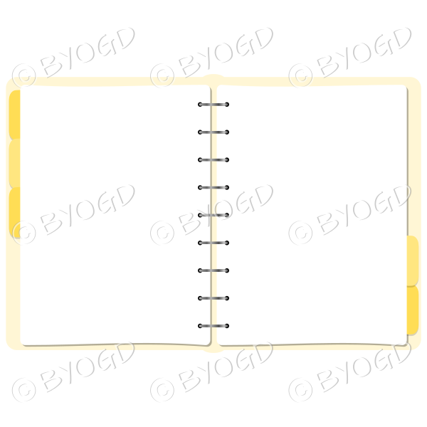 Yellow folder open showing double page for your message