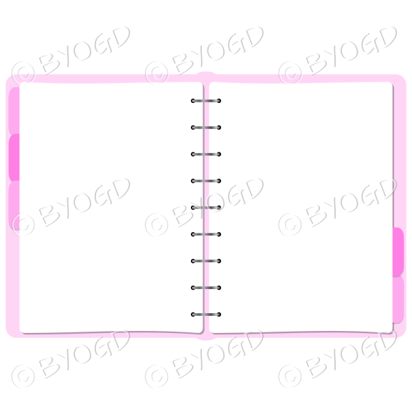 Pink folder open showing double page for your message