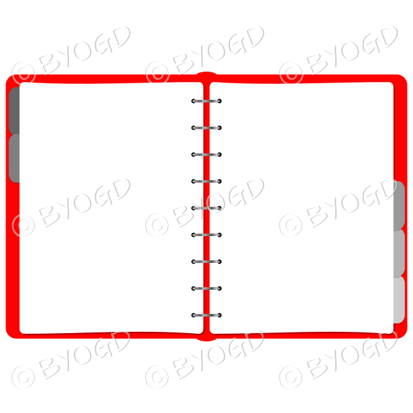 Red folder open showing double page for your message.