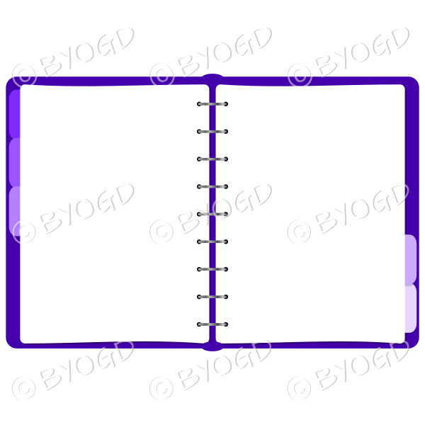 Purple folder open showing double page for your message