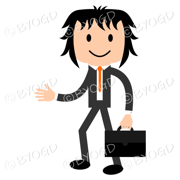 Young businessman walking with briefcase
