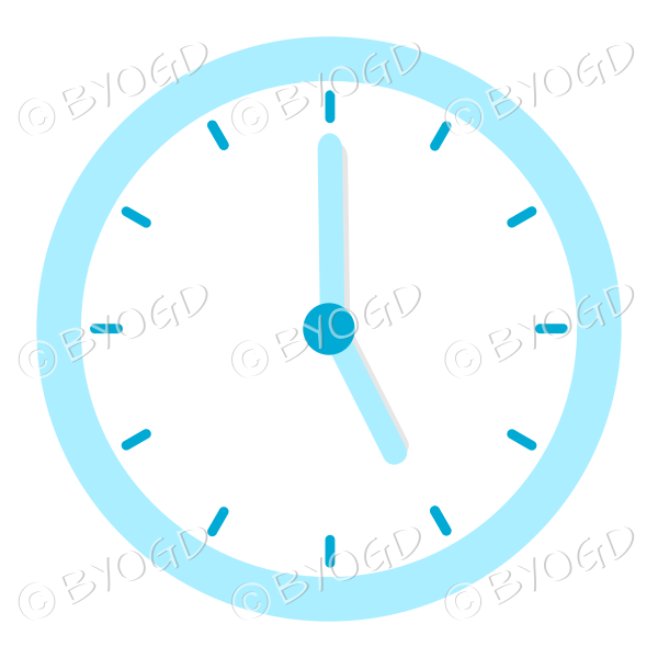 Light Blue office wall clock showing 5pm