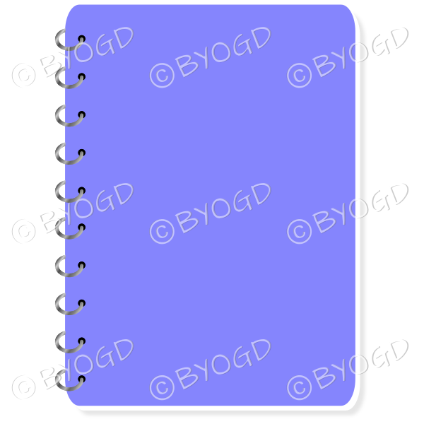 Purple spiral bound note book with space for title