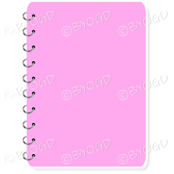 Pink spiral bound note book with space for title