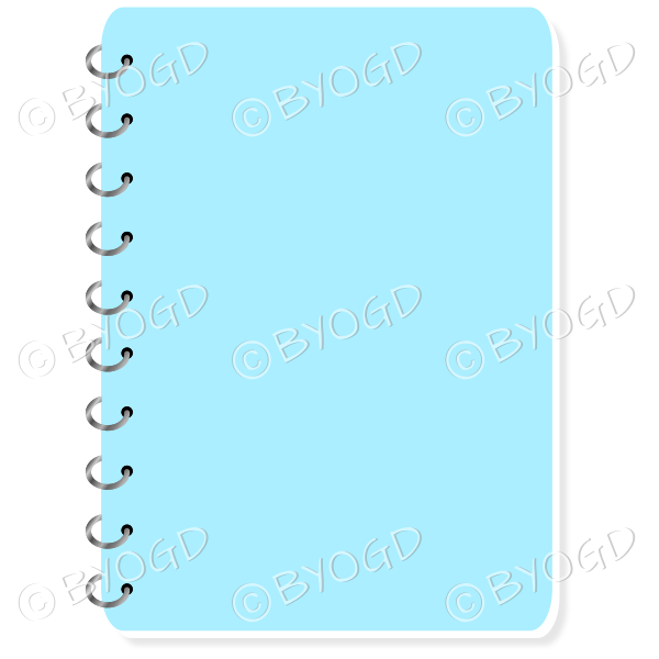 Pale Light blue spiral bound note book with space for title