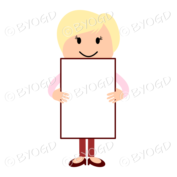 woman with blank sign - add your own message!