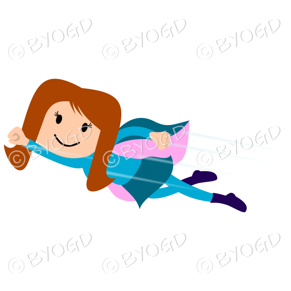 Super hero flying girl in blue