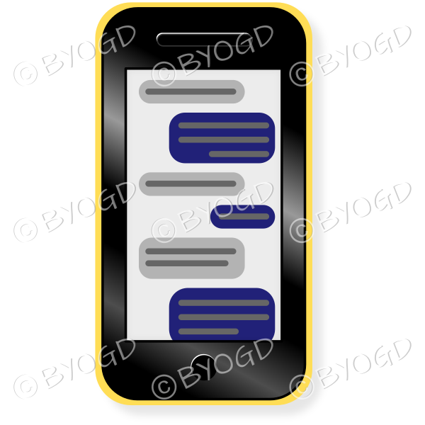 Smart phone with text message and yellow case