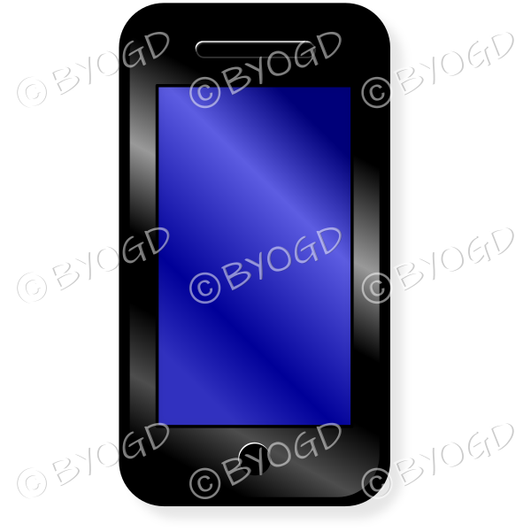 Smart phone black with blue screen