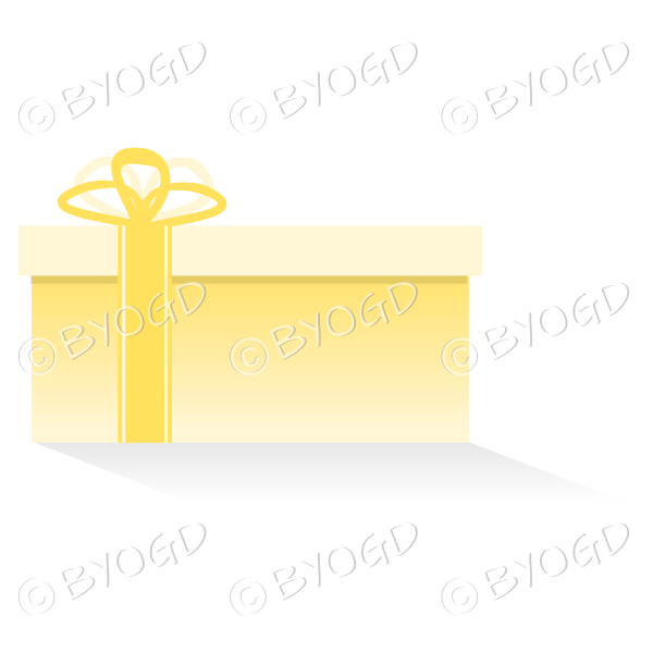 Yellow gift or present in a small box with ribbons.