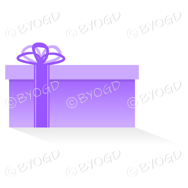 Purple gift or present in a small box with ribbons.