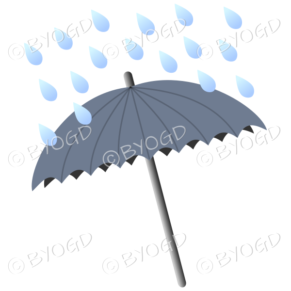 Grey umbrella with raindrops