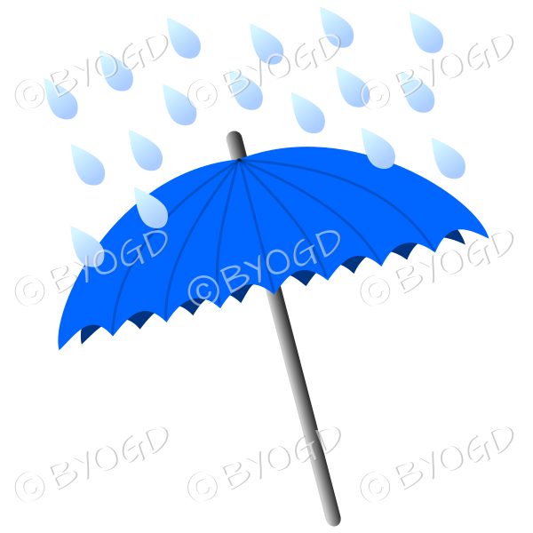 Blue umbrella with raindrops