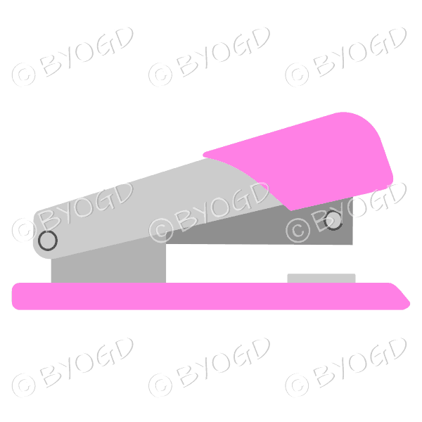 Pink stapler to pin your papers together.