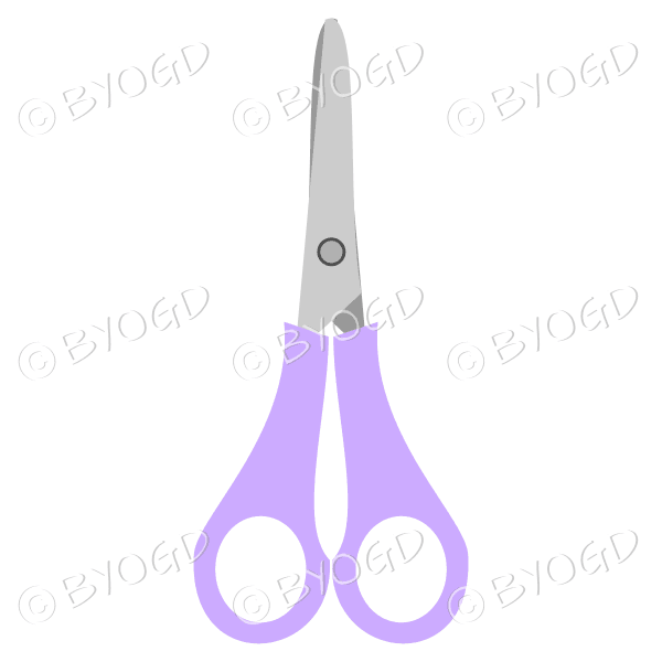 Purple handled scissors