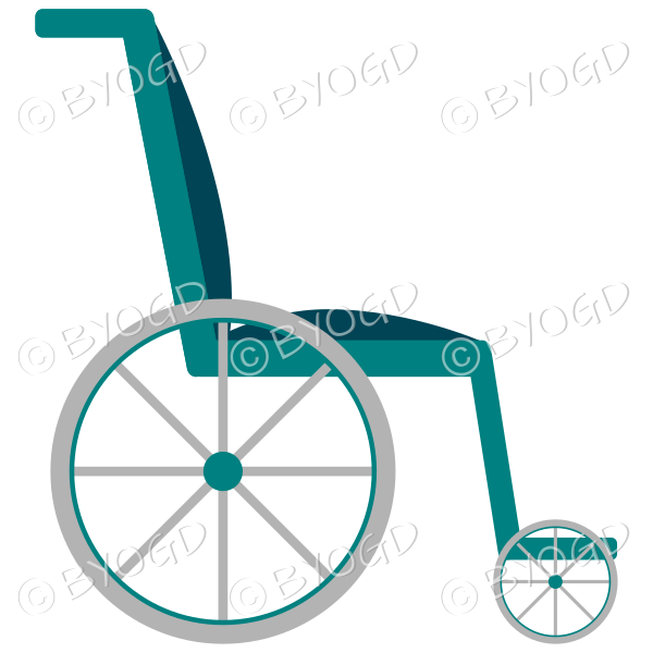 Empty light blue wheelchair