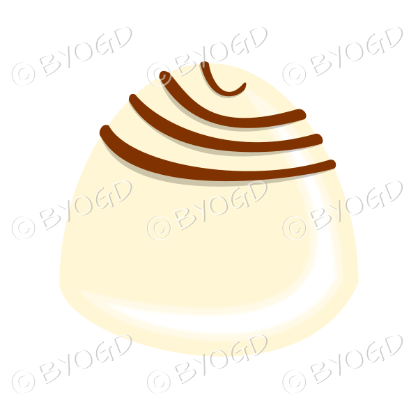 A delicious white chocolate with dark brown swirls on top