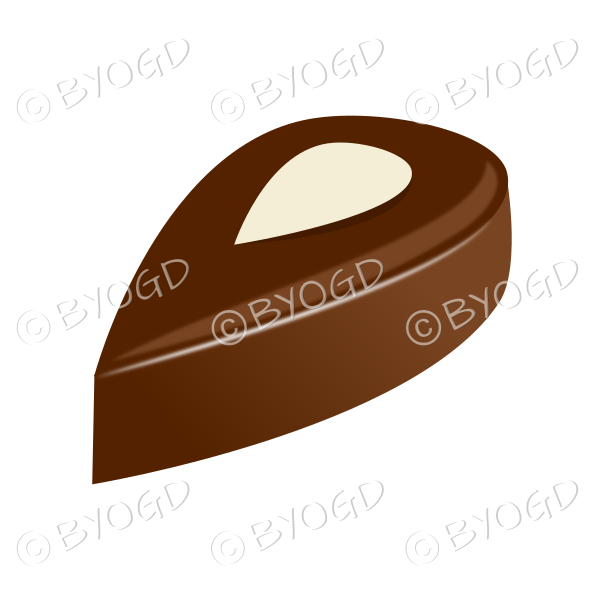 A speciality chocolate with an almond on top