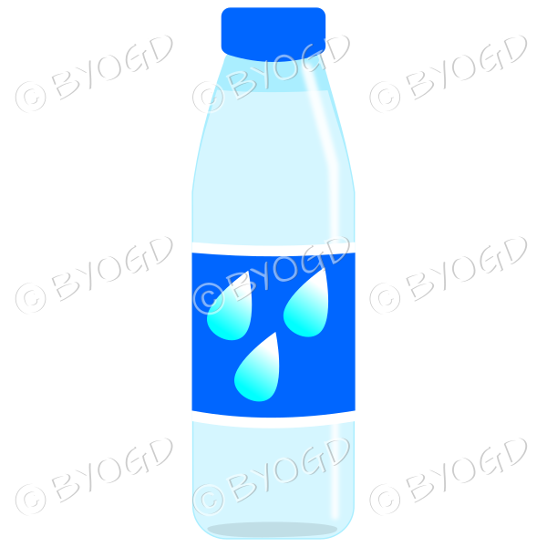 Blue bottle with clear juice and water illustration