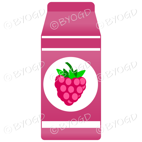 Dark pink food carton with raspberry illustration