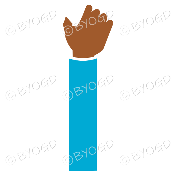 Light Blue sleeved hand to hold object of your choice.