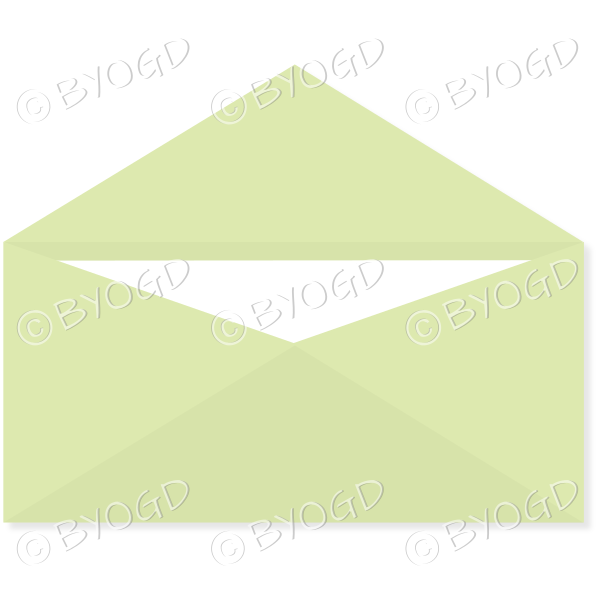 Green envelope waiting to be mailed in the post