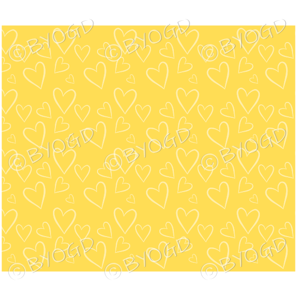 Yellow hand drawn style hearts background