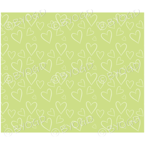 Green hand drawn style hearts background