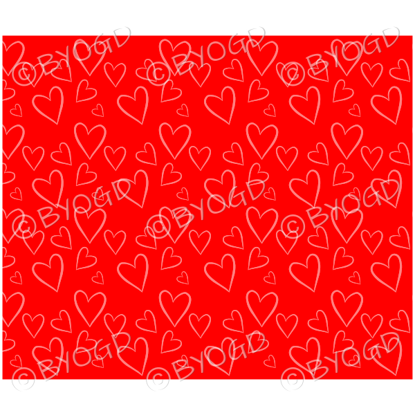 Red hand drawn style hearts background