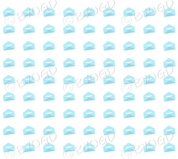 Small light blue envelopes on white background