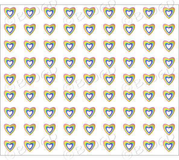 Small rainbow hearts on clear background