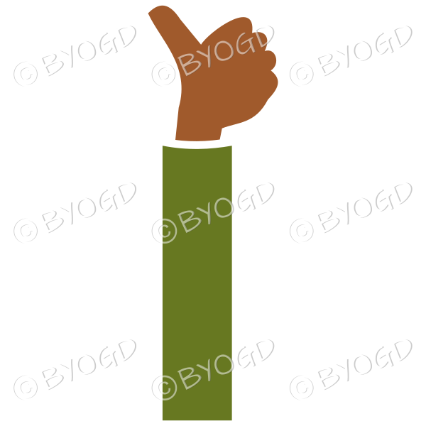 Green sleeved thumbs up facing away from you.