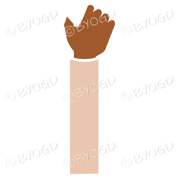 Brown sleeved hand to hold object of your choice.