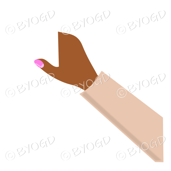 Brown sleeved female hand to hold object of your choice