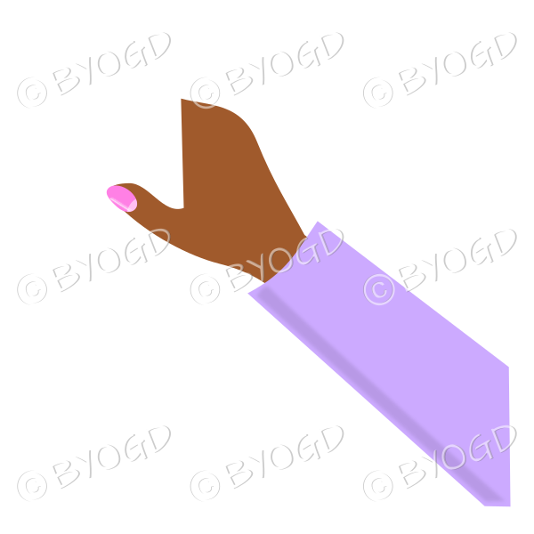 Purple sleeved female hand to hold object of your choice