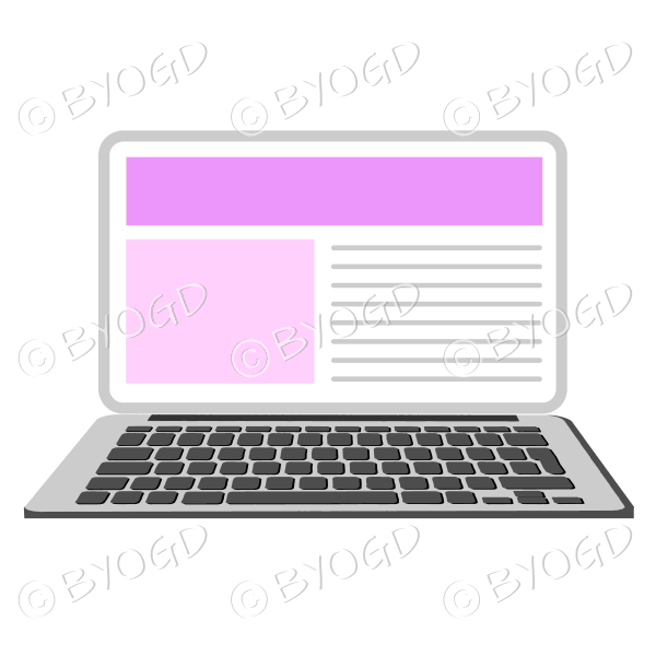 Laptop computer with pink website on screen